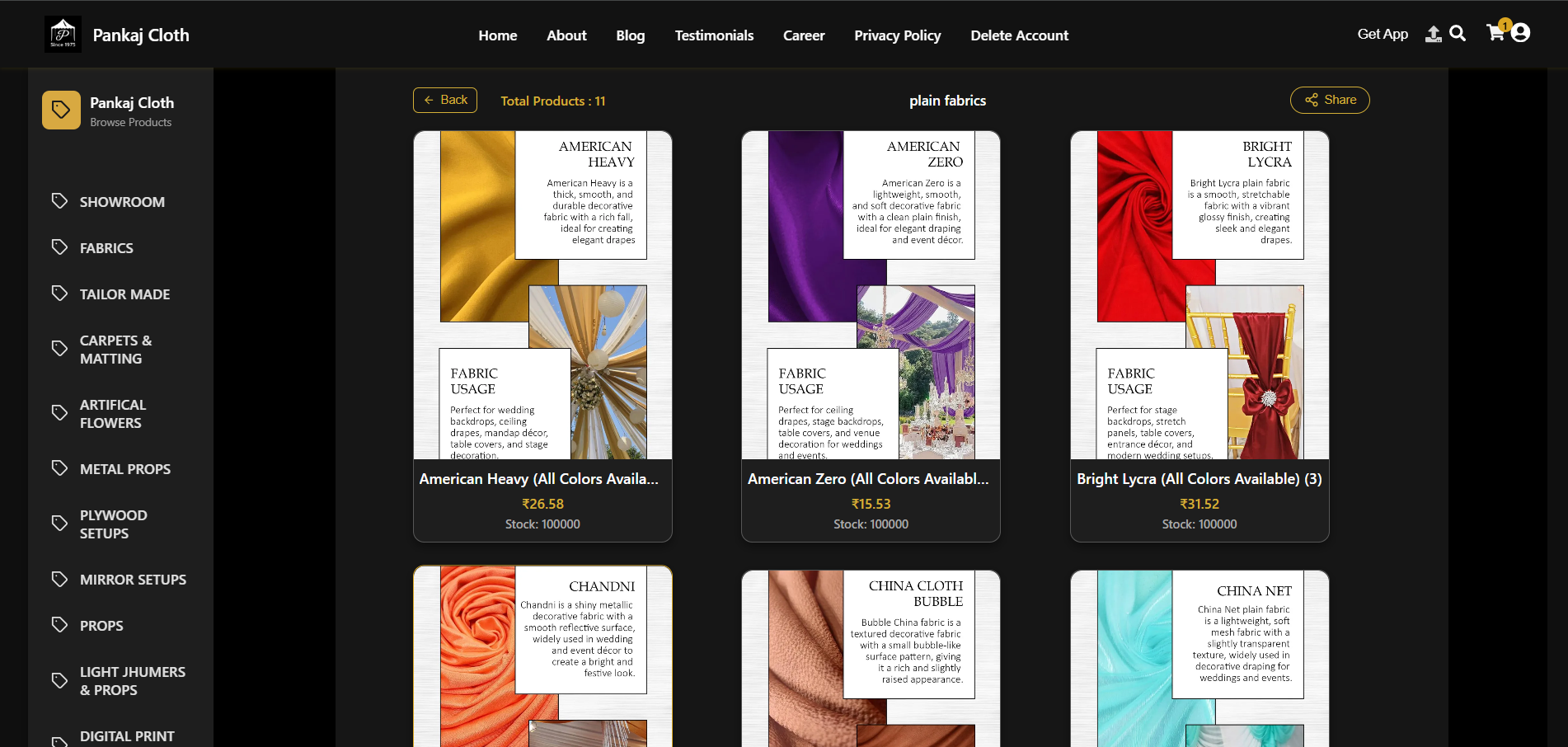 Product Grid Display